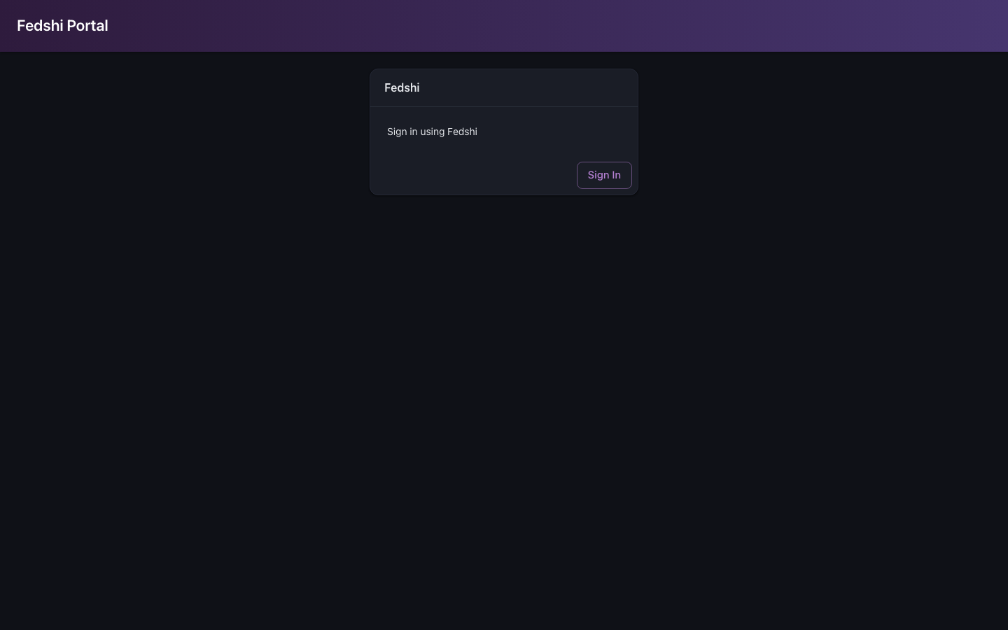 The Fedshi-branded sign-in screen — "Sign in using Fedshi"